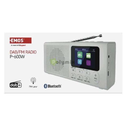 Hordozható rádió Bluetooth, MP3, DAB / DAB+ / FM, fehér színben