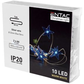   Karácsonyi Beltéri Füzér Kék csillag 10 LED WW 1,3m (2AA nt.)