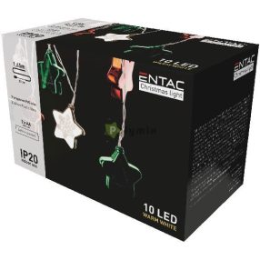   Karácsonyi Beltéri Színes Csillag 60mm Füzér 10 LED WW 1,65m (2AA nt.)