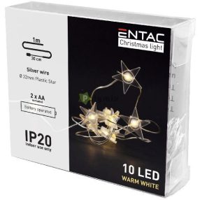   Karácsonyi Beltéri Műanyag Füzér Csillag 10 LED WW 1,3m (2AA nt.)
