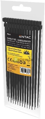 Kábelkötegelő 2.5mmx150mm Fekete 50 db/cs