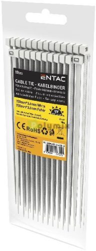 Kábelkötegelő 3.6mmx150mm Fehér 50 db/cs