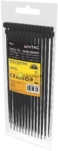 Kábelkötegelő 3.6mmx200mm Fekete 50 db/cs
