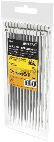Kábelkötegelő 3.6mmx250mm Fehér 50 db/cs