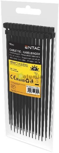 Kábelkötegelő 7.6mmx400mm Fekete 50 db/cs