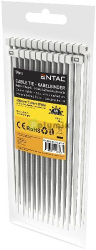 Kábelkötegelő 7.6mmx400mm Fehér 50 db/cs