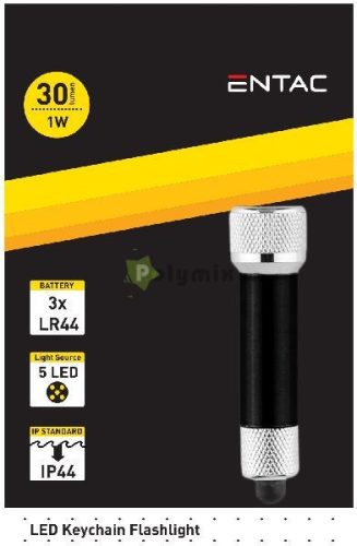 Elemlámpa 5LED Kulcstartós Fekete
