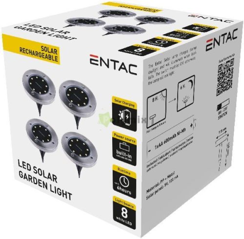 Entac Kerti Szolár Lámpa 100mm Műanyag 8 LED taposólámpa 4db/doboz