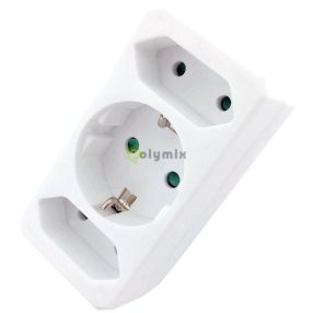 Hálózati Adapter 3 Aljzat (1 Földelt, 2 Euro)