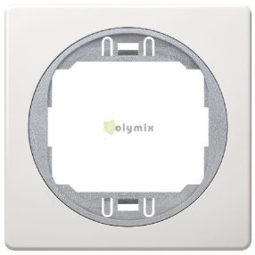   EON egyszeres fedőkeret 80x80, soft-touch fehér, ezüst tartóval