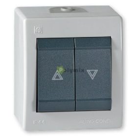   POWER falra szerelhető nyomógombos redőnykapcsoló IP44, szürke