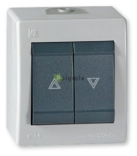 POWER falra szerelhető nyomógombos redőnykapcsoló IP44, szürke