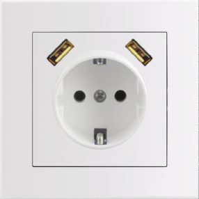   Arnold süllyeszthető fali aljzat földelt + 2 USB 2.1A (össz.) Fehér