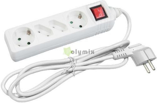 Elosztó 4 Foglalat Kapcsolóval 2x16A 2x2.5A 1,5m 3G1,5