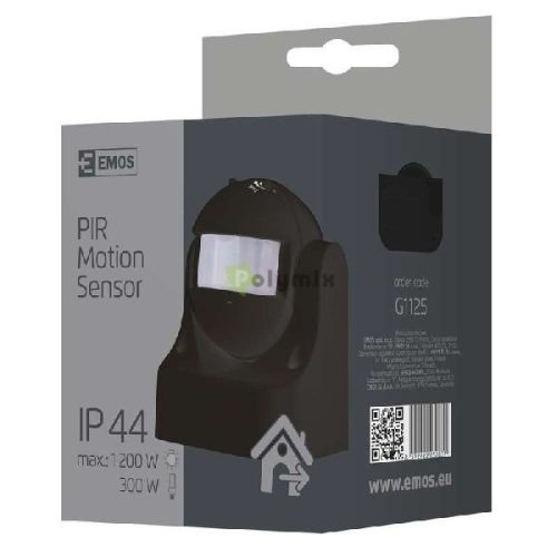 Mozgásérzékelő (PIR) IP44 180° fekete