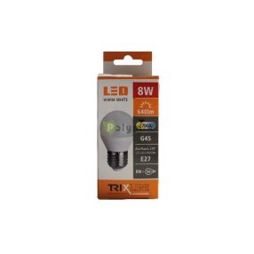 8W-E27 G45 kisgömb LED izzó 2700K
