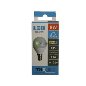 8W-E14 G45 kisgömb LED izzó 6500K