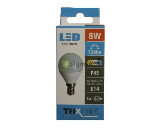 8W-E14 G45 kisgömb LED izzó 6500K