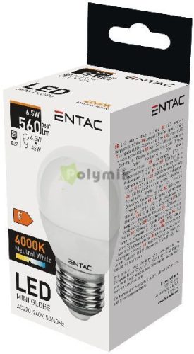 LED Mini Globe E27 6,5W NW 4000K