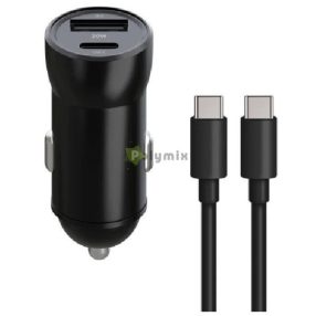   Maxlife Autós Töltő 1x USB-C 1x USB 20W + USB-C - USB-C Kábel