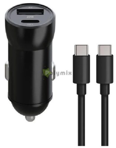 Maxlife Autós Töltő 1x USB-C 1x USB 20W + USB-C - USB-C Kábel
