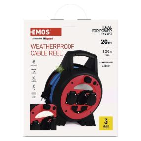   Fagyásálló kábeldob 20 m / 3 aljzat / kék / PVC / 230 V / 1,5 mm2