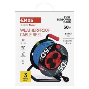   Fagyásálló kábeldob 50 m / 4 aljzat / kék / PVC / 230 V / 1,5 mm2