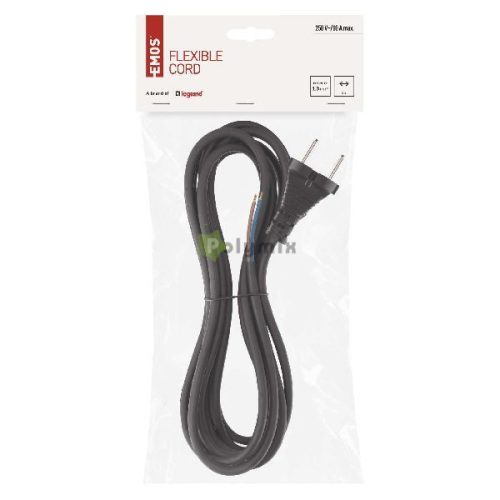 Flexo zsinór gumi/neoprén 2×1mm2, 5m, fekete