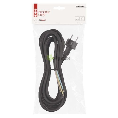 Flexo zsinór gumi/neoprén 3×1,5mm2, 5m, fekete