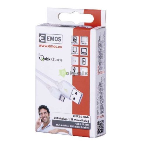USB 2.0 A/M -micro B/M 1m fehér