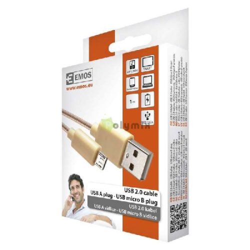 USB kábel 2.0 A dugó - micro B sárga 1m