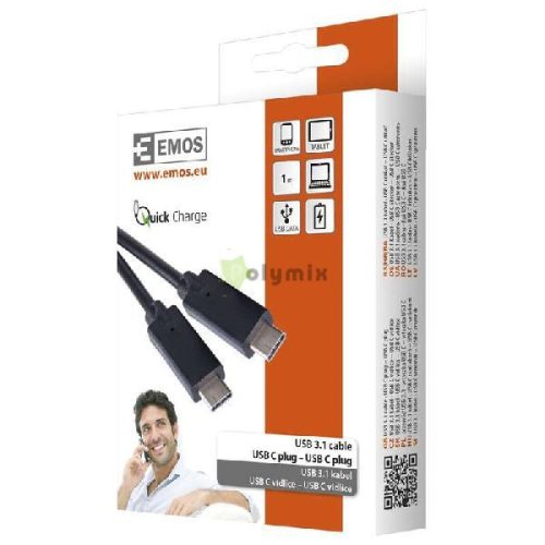 USB 3.1 C dugó - USB 3.1 dugó 1m fekete