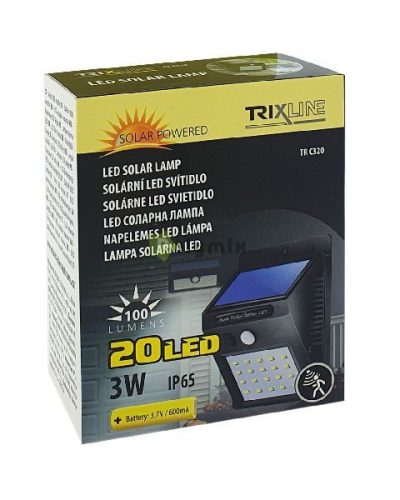 Mozgásérzékelős fali napelemes kültéri világítás 3W 20 LED IP65