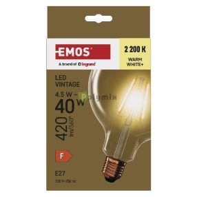   LED izzó Vintage G125 / E27 / 4,5 W (40 W) / 420 lm / Meleg fehér