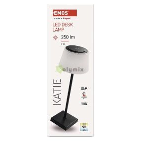 EMOS Katie LED asztali lámpa, újratölthető, fekete
