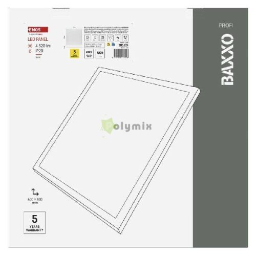 LED panel BAXXO beépíthetö 36W 4320lm IP20 természetes fehér