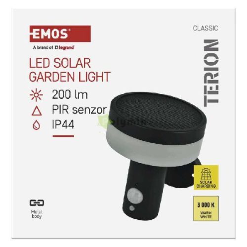 LED napelemes kerti fali lámpa TERION szürkületérzékelővel, 12,5 x 14,7 x 14,2 cm