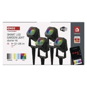   GoSmart kültéri LED spotlámpa, kezdő készlet, 4 darab, 7 W, RGBIC dimmelhető, WiFi