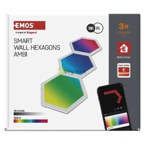   GoSmart LED-es lámpatest Hexagon, kiegészítő készlet,3 rész, 1,8 W, RGBIC dimmelhető, WiFi