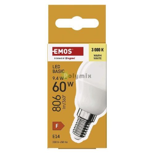 LED izzó Basic Mini Globe / E14 / 9,4 W (60 W) / 806 lm / Meleg fehér