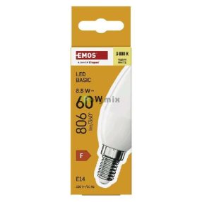   LED izzó Basic Candle E14 / 8,8 W (60 W) / 806 lm / Meleg fehér
