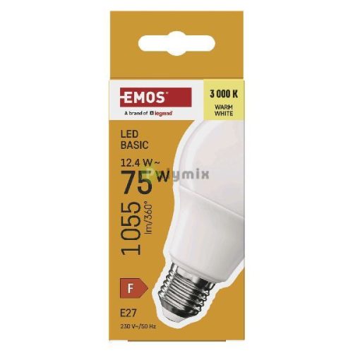 LED izzó Basic A60 / E27 / 12,4 W (75 W) / 1055 lm / Meleg fehér