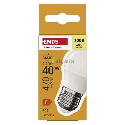 LED izzó Basic Mini Globe / E27 / 5,5 W (40 W) / 470 lm / Meleg fehér