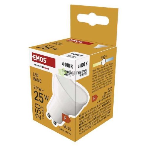 LED izzó Basic GU10 / 2,9 W (25 W) / 250 lm / Természetes fehér