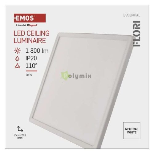 LED CEILING SQUARE LUM. FLORI 18W 1800LM NW IP20 