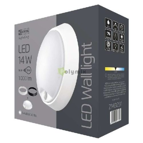 LED mennyezeti lámpa kör 14W IP54 4000K mozgásérzékelővel