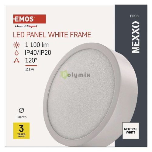 LED felületi lámpatest NEXXO, kerek, fehér, 12,5W, Természetes fehér