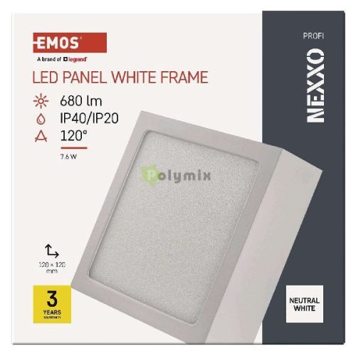 LED felületi lámpatest NEXXO, négyzet, fehér, 7,6W,Természetes fehér