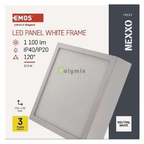   LED felületi lámpatest NEXXO, négyzet, fehér, 12,5W,Természetes fehér