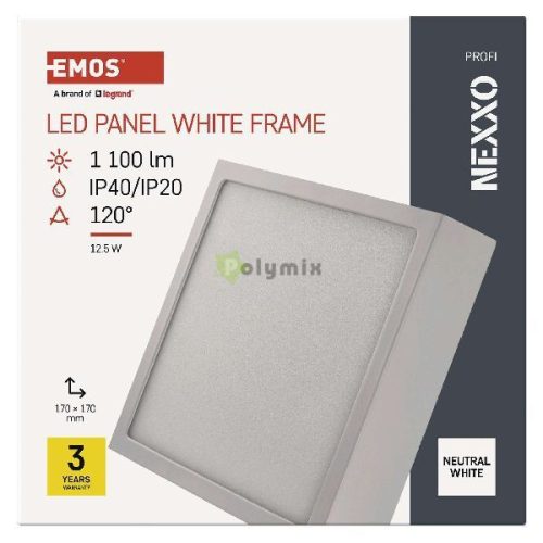 LED felületi lámpatest NEXXO, négyzet, fehér, 12,5W,Természetes fehér